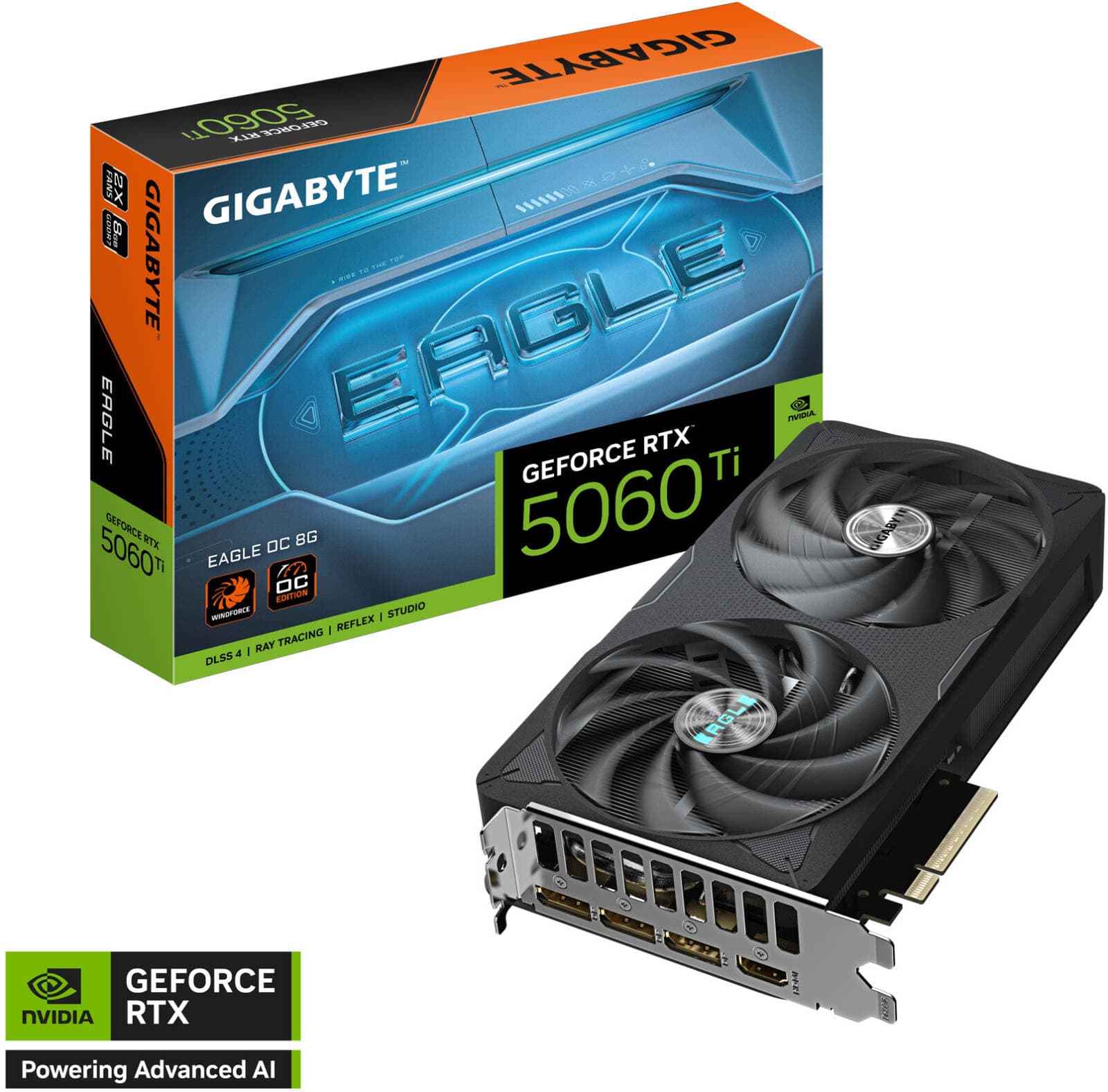 GIGABYTE GeForce RTX 5060 Ti EAGLE OC 8G Graphics Card – 8GB GDDR7, 2617MHz OC, PCIe 5.0, DP 2.1b, HDMI 2.1b