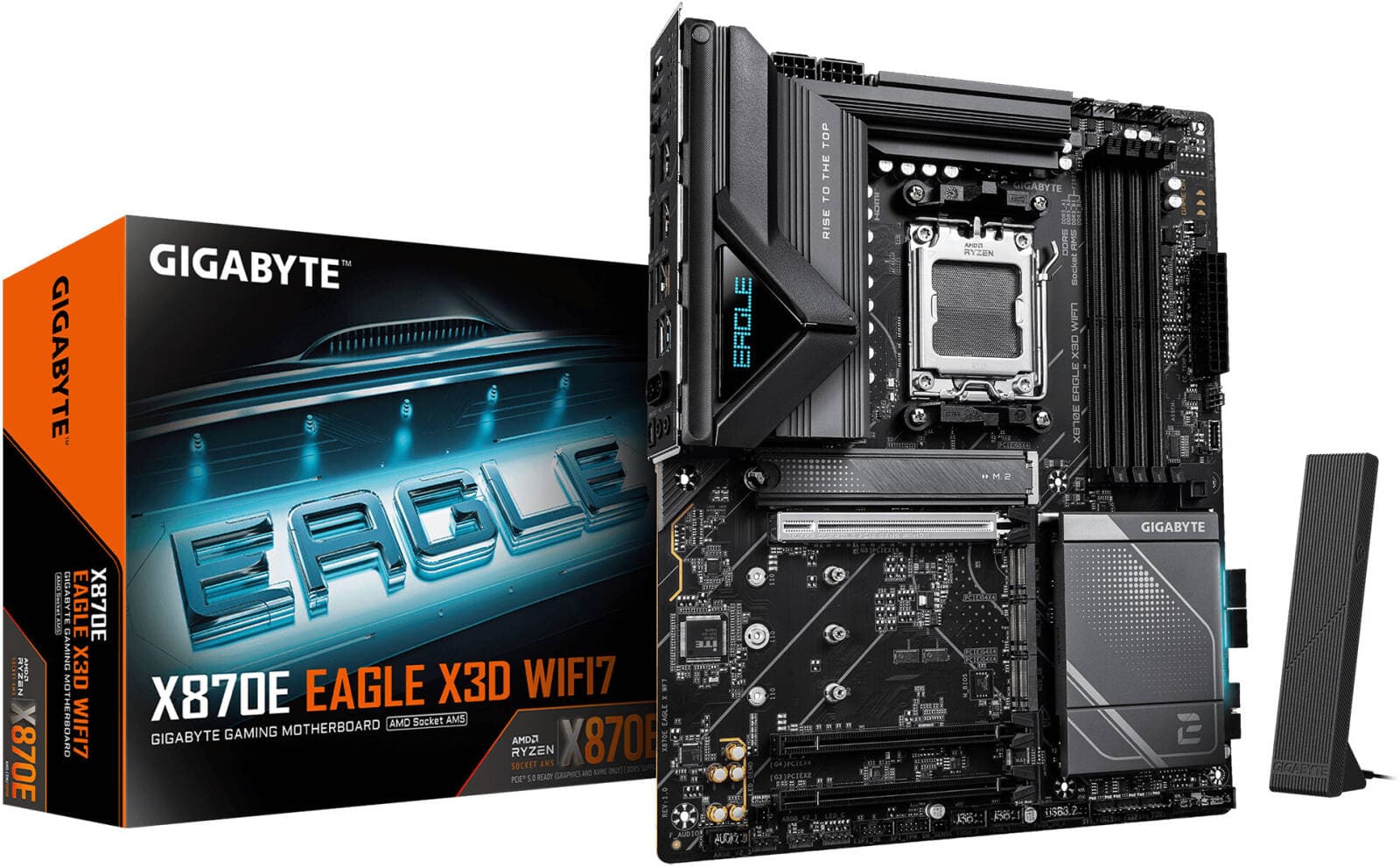 GIGABYTE X870E EAGLE X3D WIFI7 ATX AM5 Motherboard, AMD X870E Chipset, 4x DDR5 DIMM Slots, Up to 256GB Max Memory, 1x PCIe 5.0 x16 with PCIe UD Slot, 4x M.2 Slots | X870E-EAGLE-X-WF7