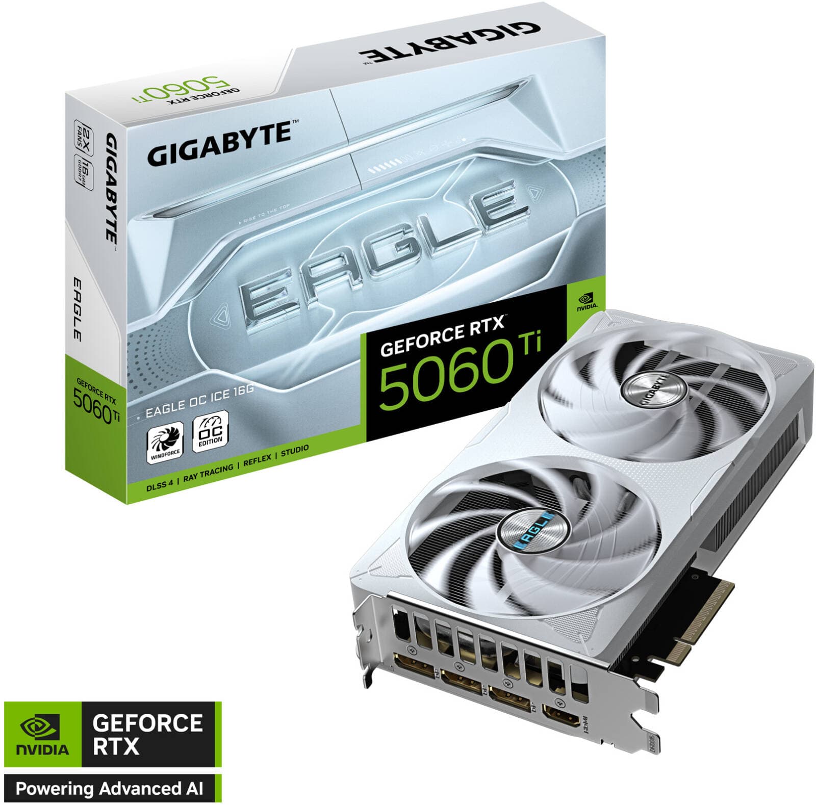 GIGABYTE GeForce RTX 5060 Ti EAGLE OC ICE 16G Graphics Card – White, 16GB GDDR7, 2617MHz OC, PCIe 5.0